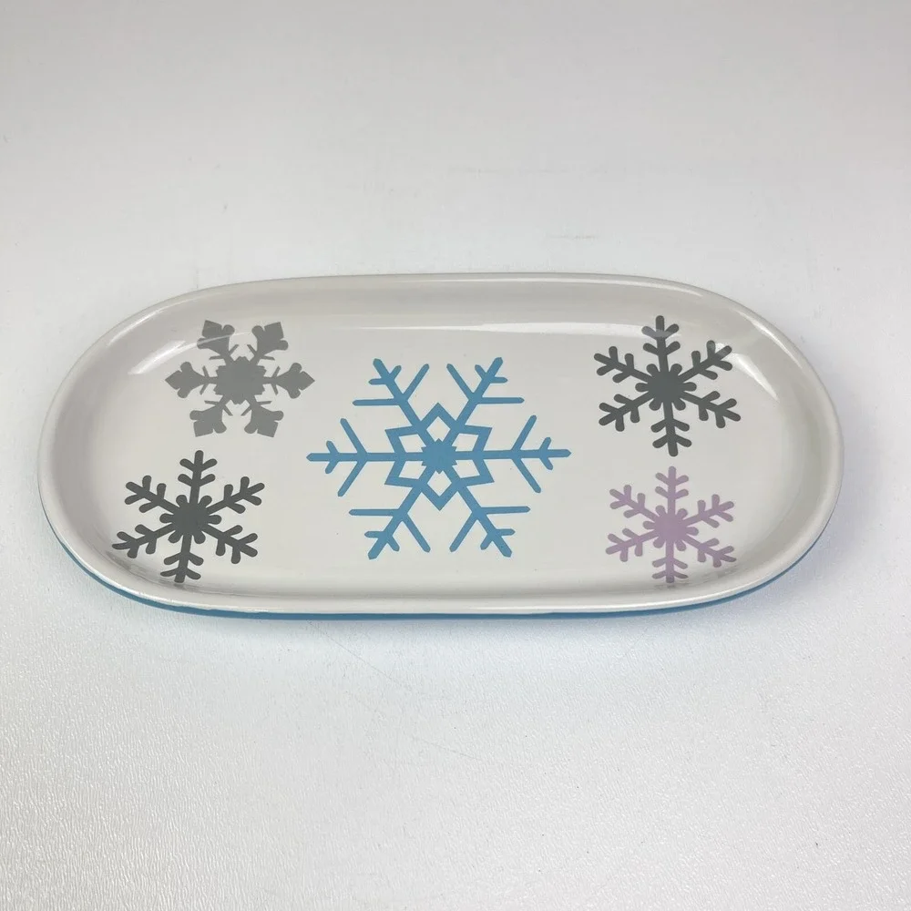 Temptations by Tara Retired Snowflake Pattern Platter 7x3 Pickle Dish